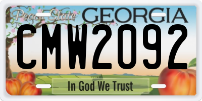 GA license plate CMW2092