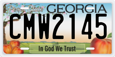 GA license plate CMW2145