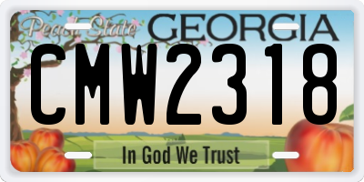 GA license plate CMW2318