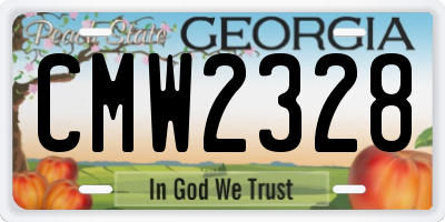 GA license plate CMW2328