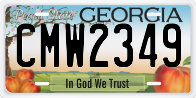 GA license plate CMW2349