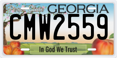 GA license plate CMW2559