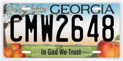 GA license plate CMW2648