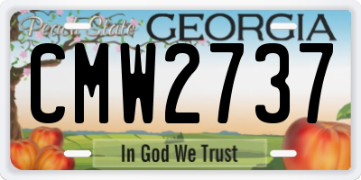 GA license plate CMW2737