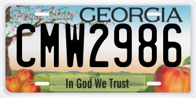 GA license plate CMW2986