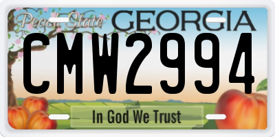 GA license plate CMW2994