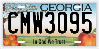 GA license plate CMW3095