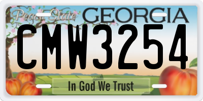 GA license plate CMW3254