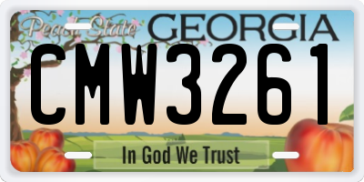 GA license plate CMW3261