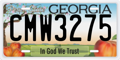 GA license plate CMW3275