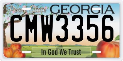 GA license plate CMW3356