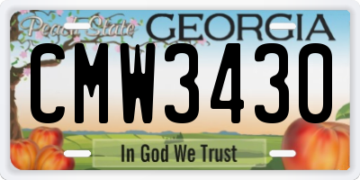 GA license plate CMW3430