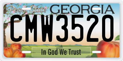 GA license plate CMW3520