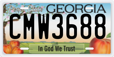GA license plate CMW3688