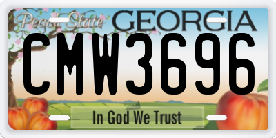 GA license plate CMW3696