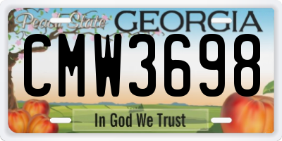 GA license plate CMW3698