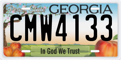 GA license plate CMW4133