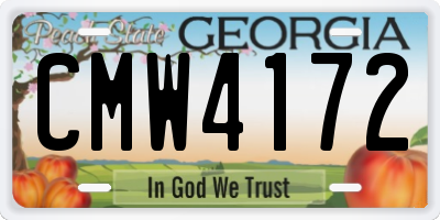 GA license plate CMW4172