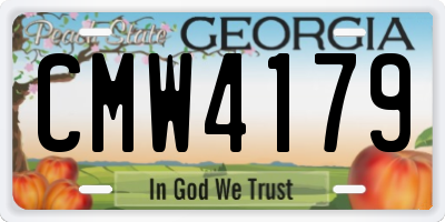 GA license plate CMW4179
