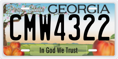 GA license plate CMW4322