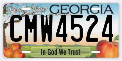 GA license plate CMW4524