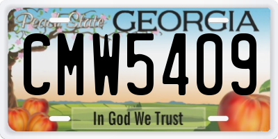 GA license plate CMW5409