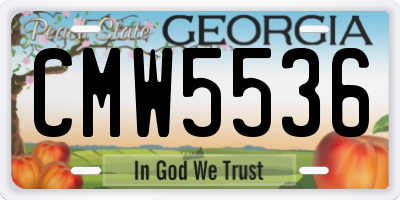 GA license plate CMW5536