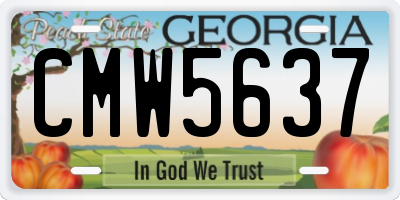 GA license plate CMW5637