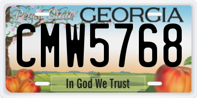 GA license plate CMW5768