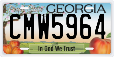 GA license plate CMW5964