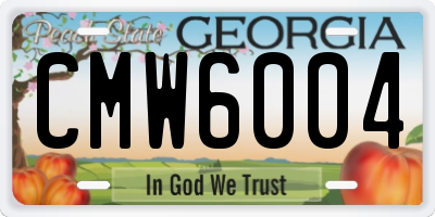 GA license plate CMW6004