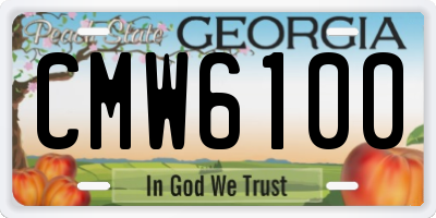 GA license plate CMW6100