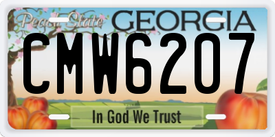 GA license plate CMW6207