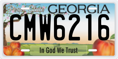 GA license plate CMW6216