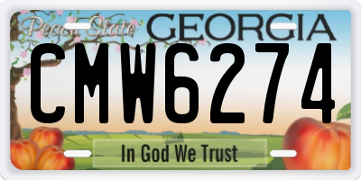 GA license plate CMW6274