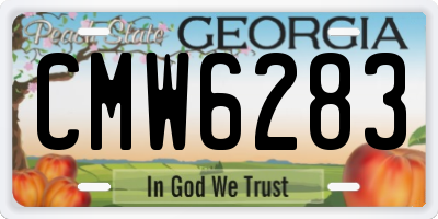 GA license plate CMW6283