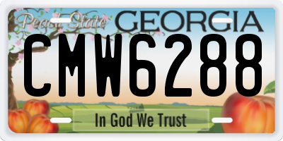 GA license plate CMW6288