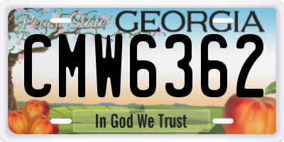 GA license plate CMW6362