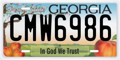 GA license plate CMW6986