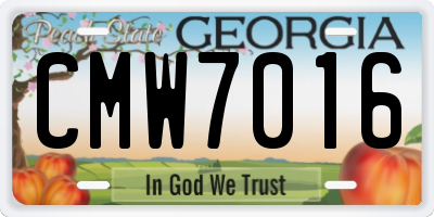 GA license plate CMW7016