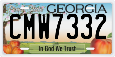 GA license plate CMW7332