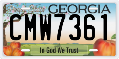 GA license plate CMW7361