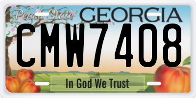 GA license plate CMW7408