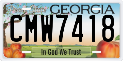GA license plate CMW7418