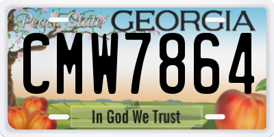 GA license plate CMW7864