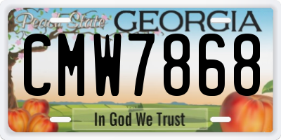 GA license plate CMW7868