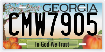 GA license plate CMW7905