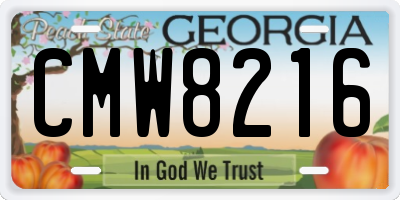 GA license plate CMW8216