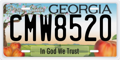 GA license plate CMW8520