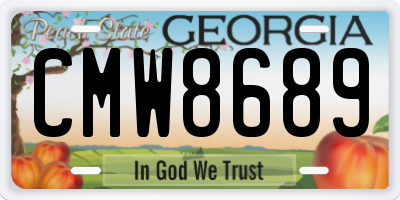 GA license plate CMW8689